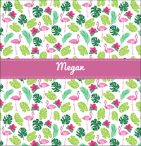 Thumbnail for Personalized Flamingos Shower Curtain I - Hibiscus - Ribbon Nameplate - Decorate View