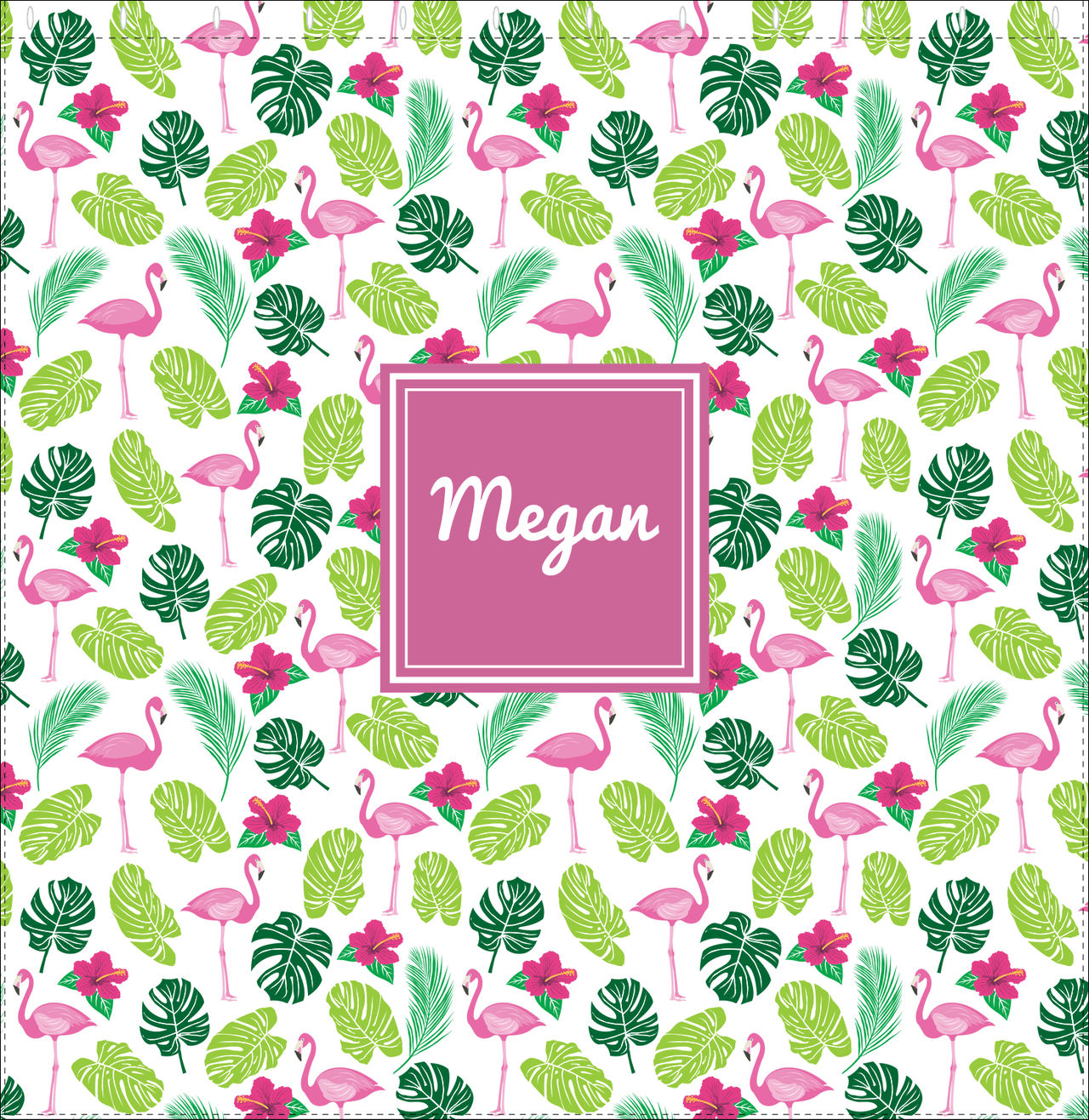 Personalized Flamingos Shower Curtain I - Hibiscus - Square Nameplate - Decorate View