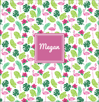 Thumbnail for Personalized Flamingos Shower Curtain I - Hibiscus - Square Nameplate - Decorate View
