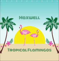 Thumbnail for Personalized Flamingos Shower Curtain II - Tropical - Teal Background - Decorate View