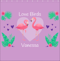 Thumbnail for Personalized Flamingos Shower Curtain V - Love Birds - Purple Background - Decorate View