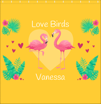 Thumbnail for Personalized Flamingos Shower Curtain V - Love Birds - Yellow Background - Decorate View