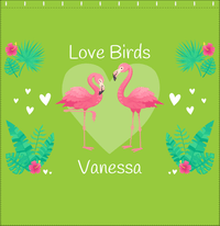 Thumbnail for Personalized Flamingos Shower Curtain V - Love Birds - Green Background - Decorate View