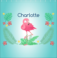 Thumbnail for Personalized Flamingos Shower Curtain VI - Teal Vignette - Decorate View