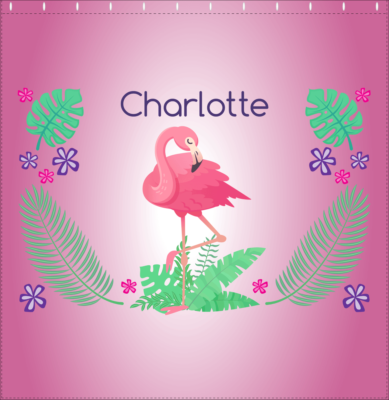 Personalized Flamingos Shower Curtain VI - Pink Vignette - Decorate View