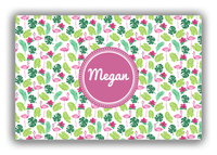 Thumbnail for Personalized Flamingos Canvas Wrap & Photo Print I - Hibiscus - Circle Nameplate - Front View