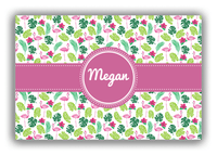 Thumbnail for Personalized Flamingos Canvas Wrap & Photo Print I - Hibiscus - Circle Ribbon Nameplate - Front View
