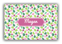 Thumbnail for Personalized Flamingos Canvas Wrap & Photo Print I - Hibiscus - Decorative Rectangle Nameplate - Front View