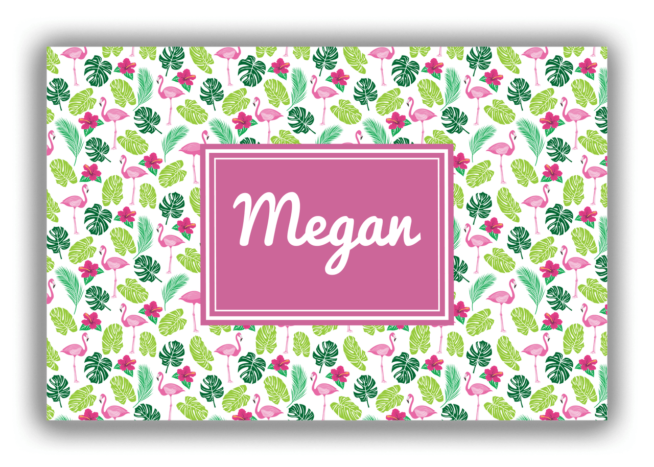 Personalized Flamingos Canvas Wrap & Photo Print I - Hibiscus - Rectangle Nameplate - Front View