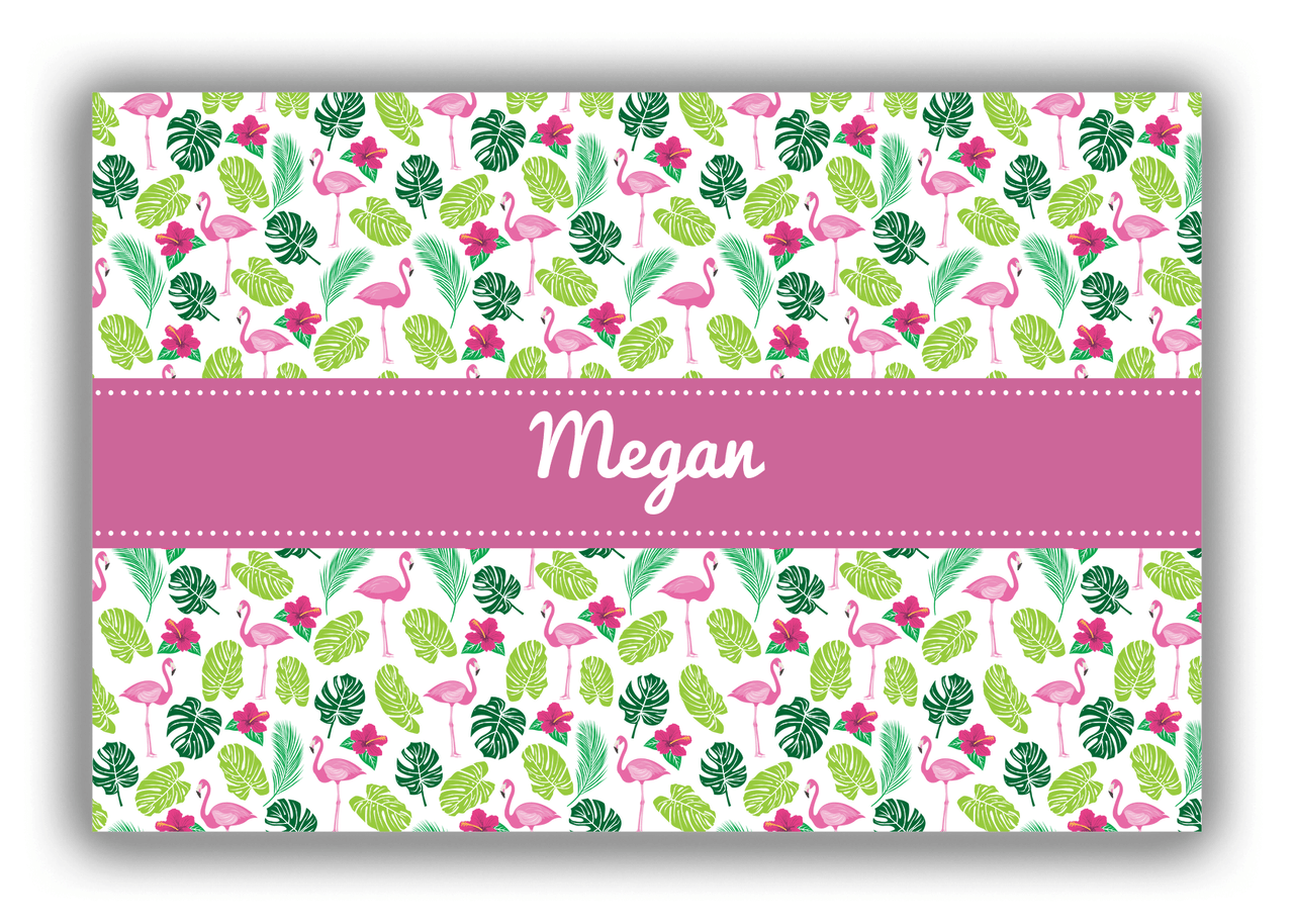 Personalized Flamingos Canvas Wrap & Photo Print I - Hibiscus - Ribbon Nameplate - Front View