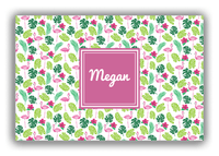 Thumbnail for Personalized Flamingos Canvas Wrap & Photo Print I - Hibiscus - Square Nameplate - Front View