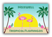 Thumbnail for Personalized Flamingos Canvas Wrap & Photo Print II - Tropical - Teal Background - Front View