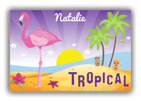 Thumbnail for Personalized Flamingos Canvas Wrap & Photo Print III - Tiki Beach - Purple Background - Front View