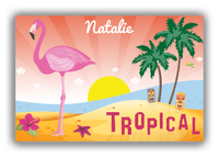 Thumbnail for Personalized Flamingos Canvas Wrap & Photo Print III - Tiki Beach - Orange Background - Front View