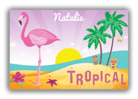 Thumbnail for Personalized Flamingos Canvas Wrap & Photo Print III - Tiki Beach - Lilac Background - Front View