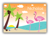 Thumbnail for Personalized Flamingos Canvas Wrap & Photo Print IV - Coconut Beach - Orange Background - Front View