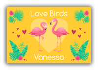 Thumbnail for Personalized Flamingos Canvas Wrap & Photo Print V - Love Birds - Yellow Background - Front View