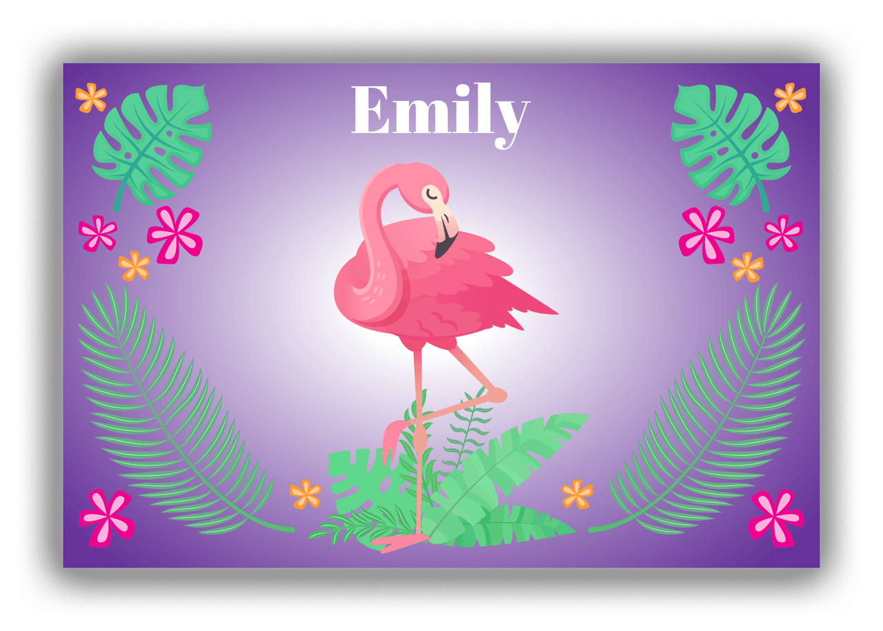 Personalized Flamingos Canvas Wrap & Photo Print VI - Purple Vignette - Front View