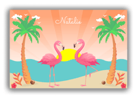 Thumbnail for Personalized Flamingos Canvas Wrap & Photo Print VII - Beach Birds - Orange Background - Front View