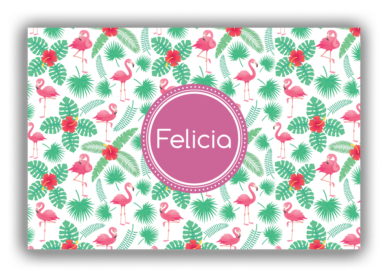 Personalized Flamingos Canvas Wrap & Photo Print VIII - Circle Nameplate - Front View