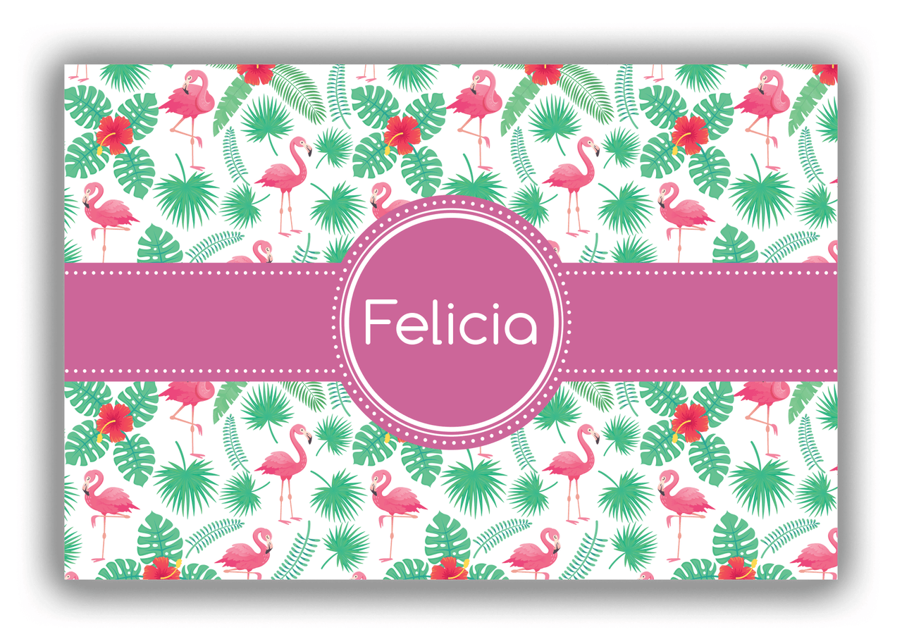 Personalized Flamingos Canvas Wrap & Photo Print VIII - Circle Ribbon Nameplate - Front View