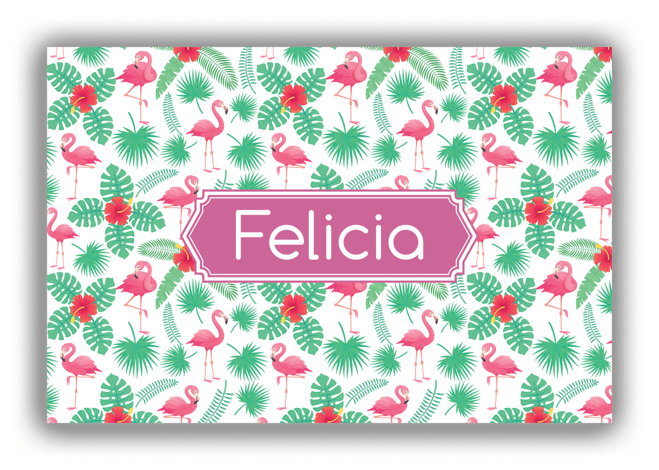 Personalized Flamingos Canvas Wrap & Photo Print VIII - Decorative Rectangle Nameplate - Front View