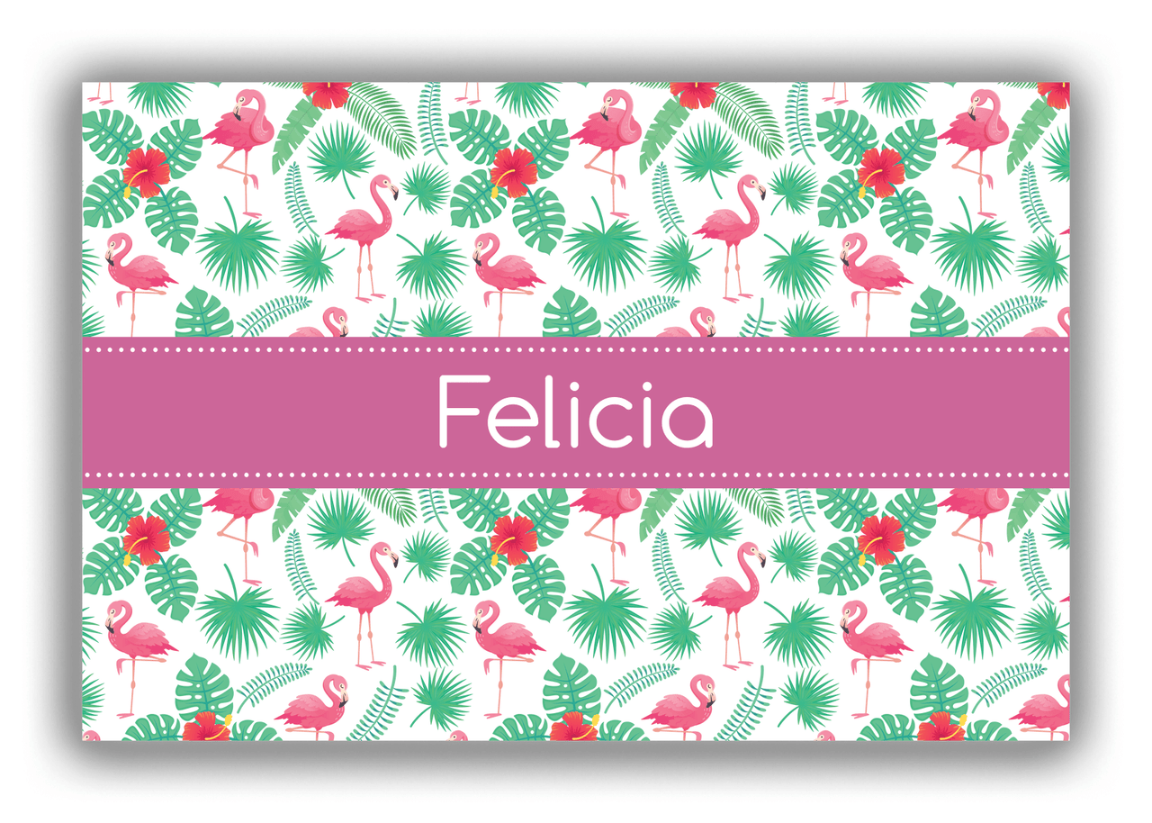 Personalized Flamingos Canvas Wrap & Photo Print VIII - Ribbon Nameplate - Front View