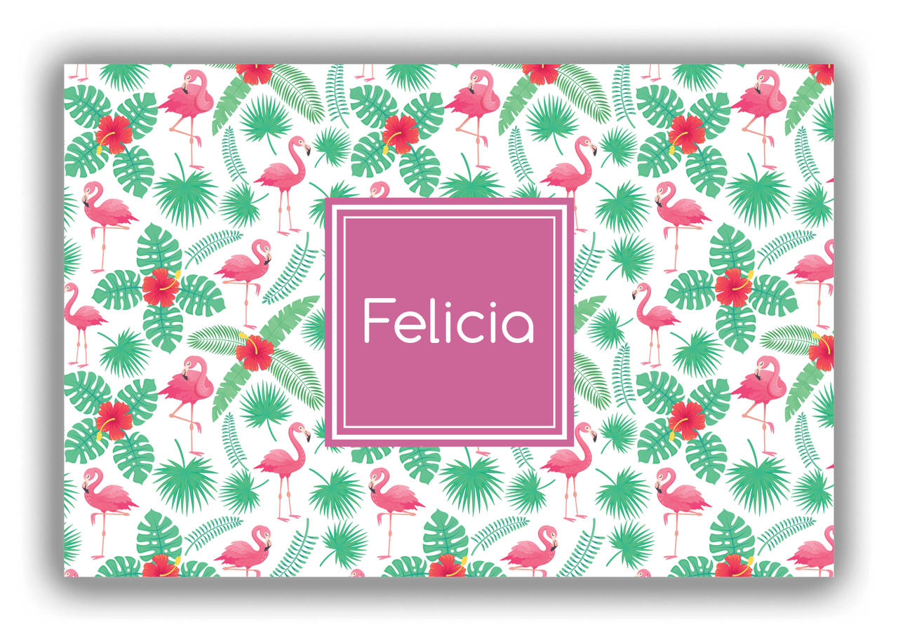 Personalized Flamingos Canvas Wrap & Photo Print VIII - Square Nameplate - Front View