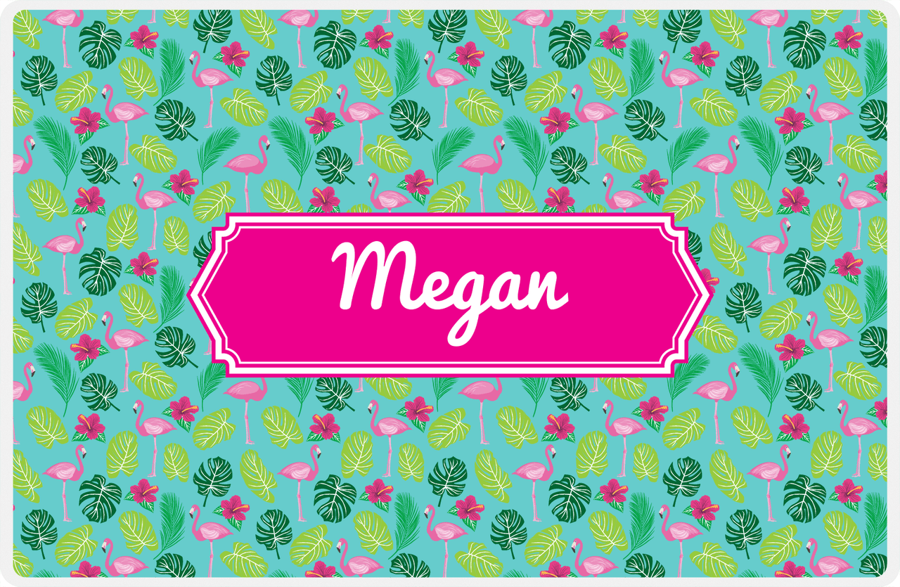Personalized Flamingos Placemat I - Hibiscus - Decorative Rectangle Nameplate -  View