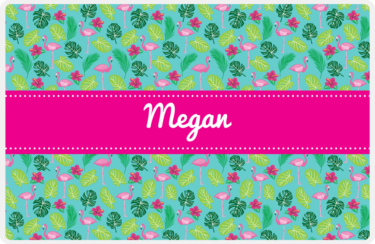 Personalized Flamingos Placemat I - Hibiscus - Ribbon Nameplate -  View
