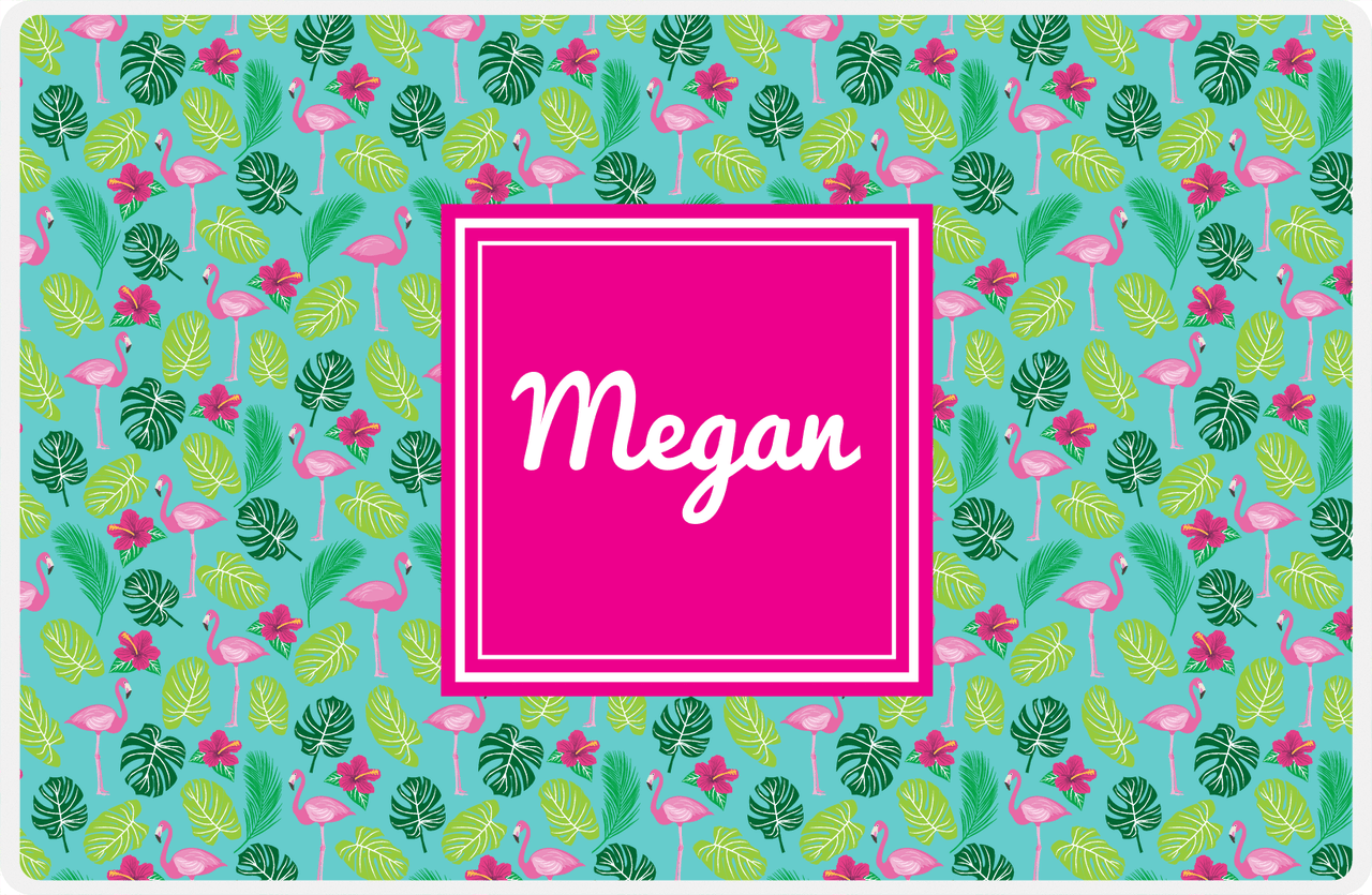 Personalized Flamingos Placemat I - Hibiscus - Square Nameplate -  View