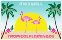 Thumbnail for Personalized Flamingos Placemat II - Tropical - Teal Background -  View