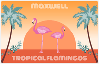 Thumbnail for Personalized Flamingos Placemat II - Tropical - Orange Background -  View