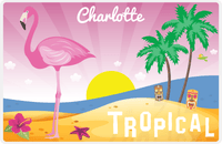 Thumbnail for Personalized Flamingos Placemat III - Tiki Beach - Pink Background -  View