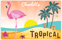 Thumbnail for Personalized Flamingos Placemat III - Tiki Beach - Orange Background -  View