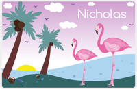 Thumbnail for Personalized Flamingos Placemat IV - Coconut Beach - Purple Background -  View