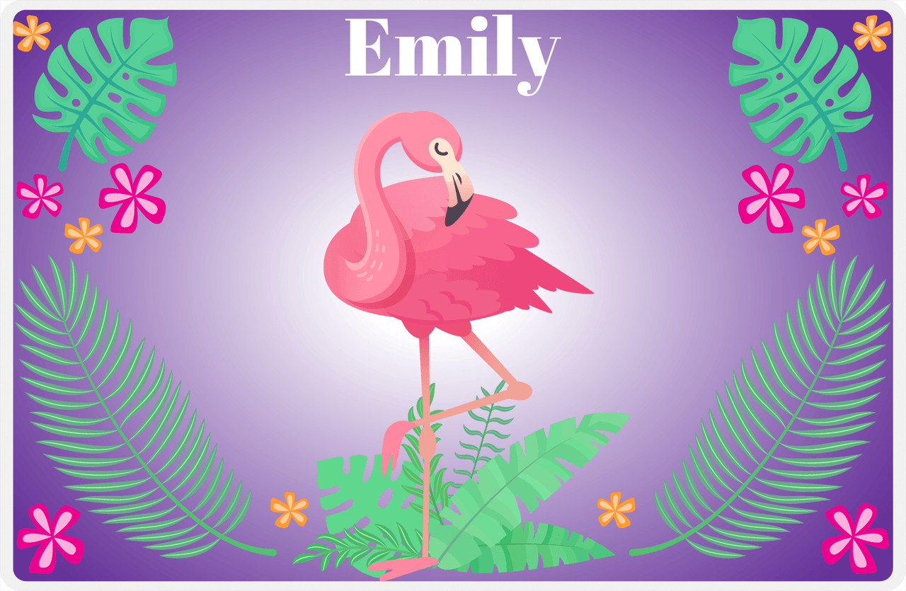 Personalized Flamingos Placemat VI - Purple Vignette -  View