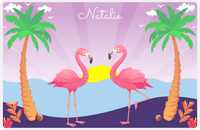 Thumbnail for Personalized Flamingos Placemat VII - Beach Birds - Purple Background -  View