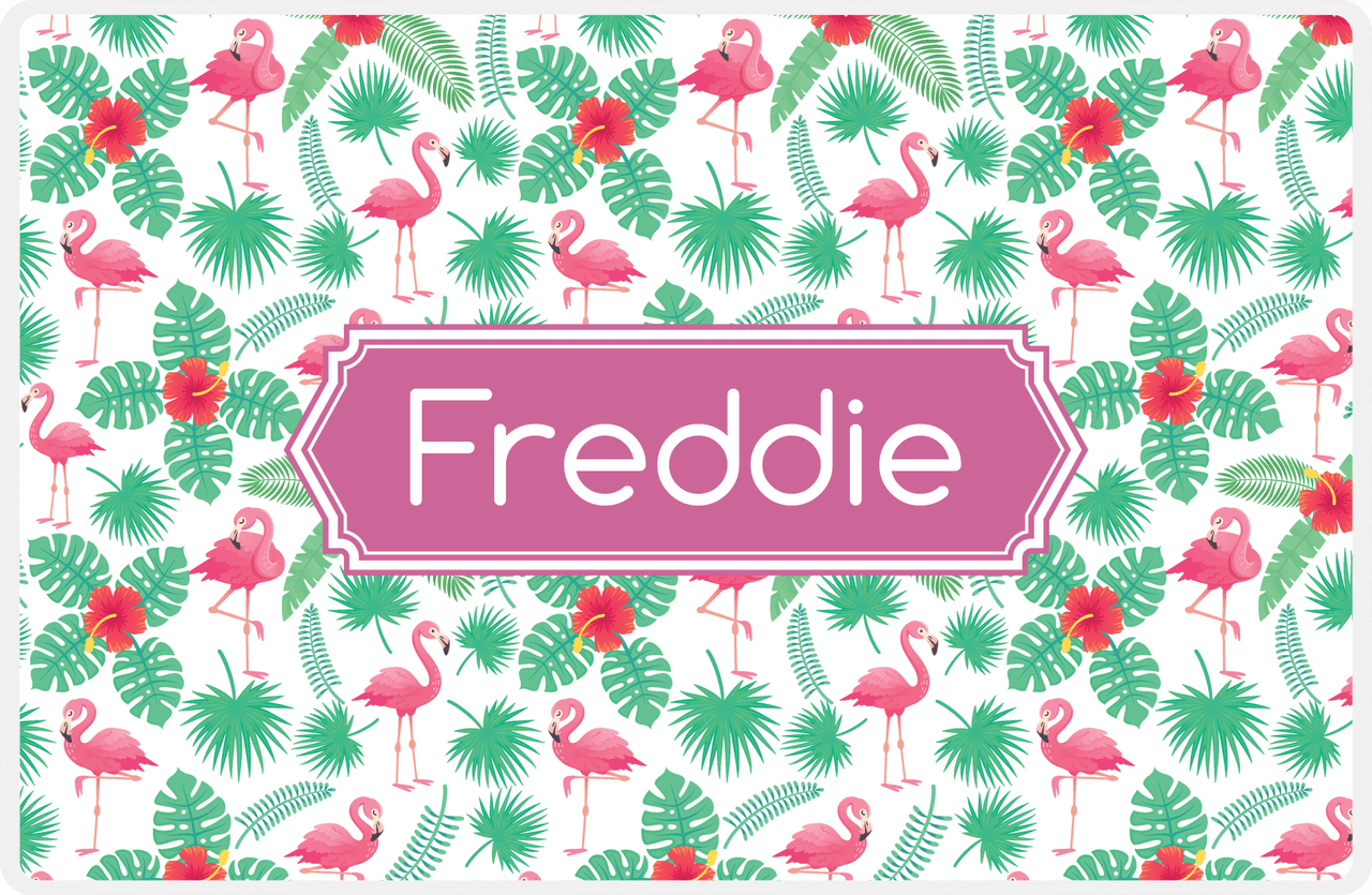 Personalized Flamingos Placemat VIII - Decorative Rectangle Nameplate -  View