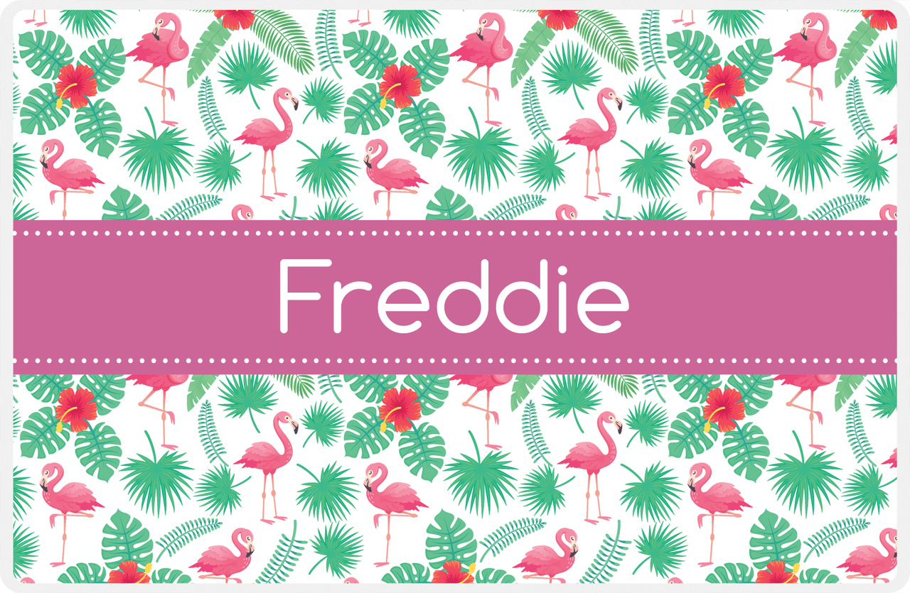 Personalized Flamingos Placemat VIII - Ribbon Nameplate -  View