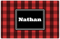 Thumbnail for Personalized Flannel / Plaid Placemat I - Red Background - Rectangle Nameplate -  View