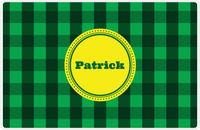 Thumbnail for Personalized Flannel / Plaid Placemat I - Green Background - Circle Nameplate -  View