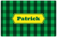 Thumbnail for Personalized Flannel / Plaid Placemat I - Green Background - Decorative Rectangle Nameplate -  View