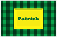 Thumbnail for Personalized Flannel / Plaid Placemat I - Green Background - Rectangle Nameplate -  View