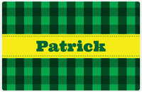 Thumbnail for Personalized Flannel / Plaid Placemat I - Green Background - Ribbon Nameplate -  View