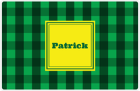 Thumbnail for Personalized Flannel / Plaid Placemat I - Green Background - Square Nameplate -  View