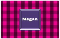 Thumbnail for Personalized Flannel / Plaid Placemat I - Pink Background - Square Nameplate -  View