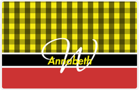 Thumbnail for Personalized Flannel / Plaid Placemat II - Name Over Initial - Yellow Background -  View