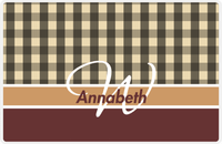 Thumbnail for Personalized Flannel / Plaid Placemat II - Name Over Initial - Tan Background -  View