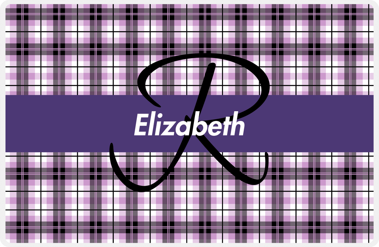 Personalized Flannel / Plaid Placemat III - Flannel Stripe - Purple Background -  View